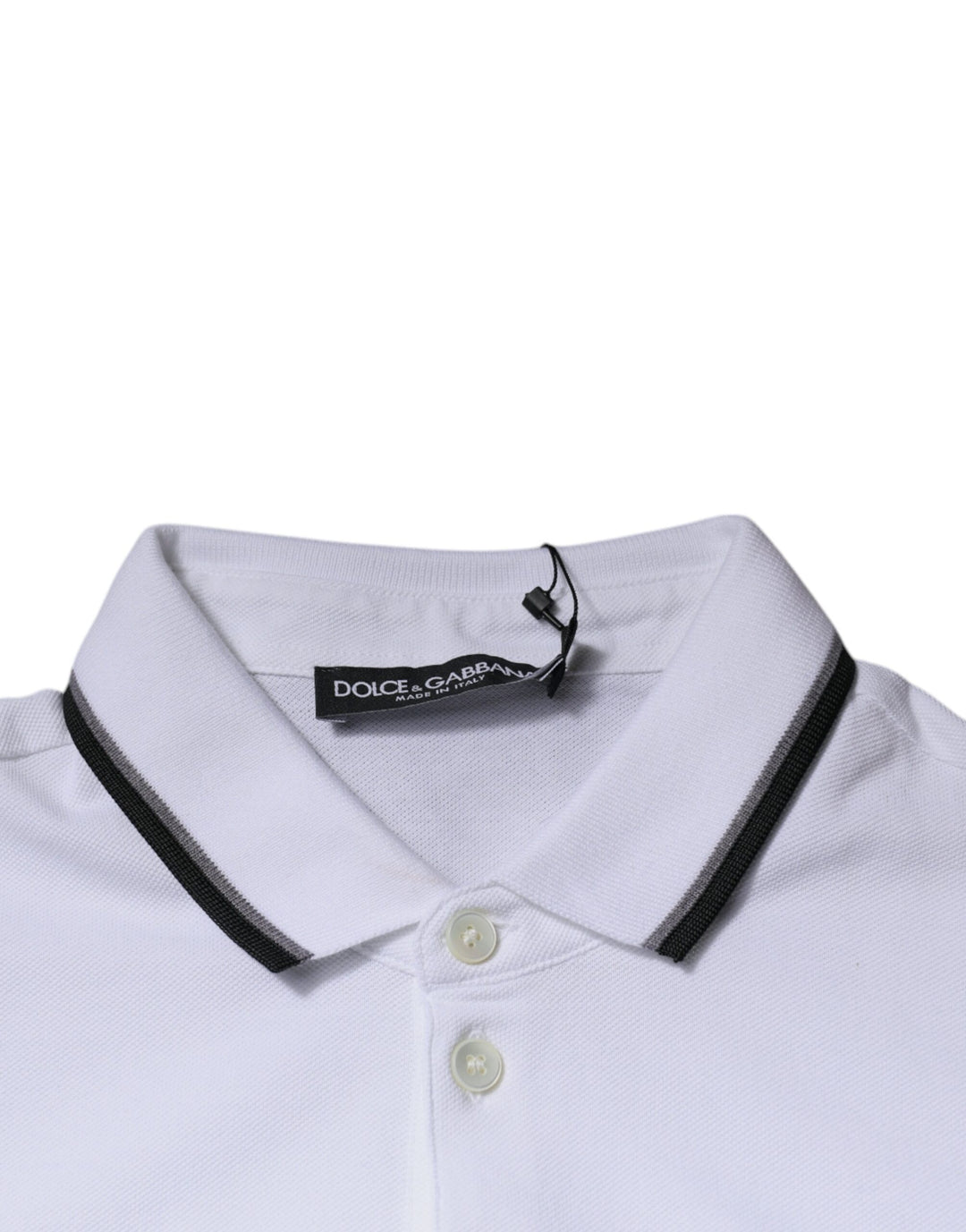 Dolce & Gabbana White Cotton Crown Collared Polo T-shirt