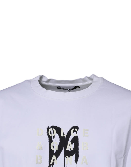 Dolce & Gabbana White DG Logo Cotton Crew Neck T-shirt