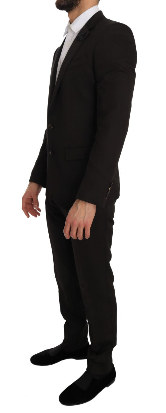 Dolce & Gabbana Elegant Brown Jacquard Martini Suit - ACCEXO