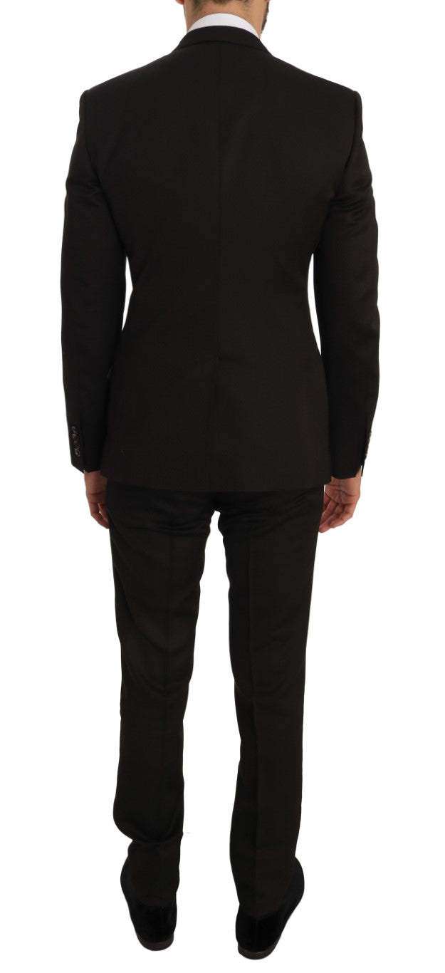 Dolce & Gabbana Elegant Brown Jacquard Martini Suit - ACCEXO