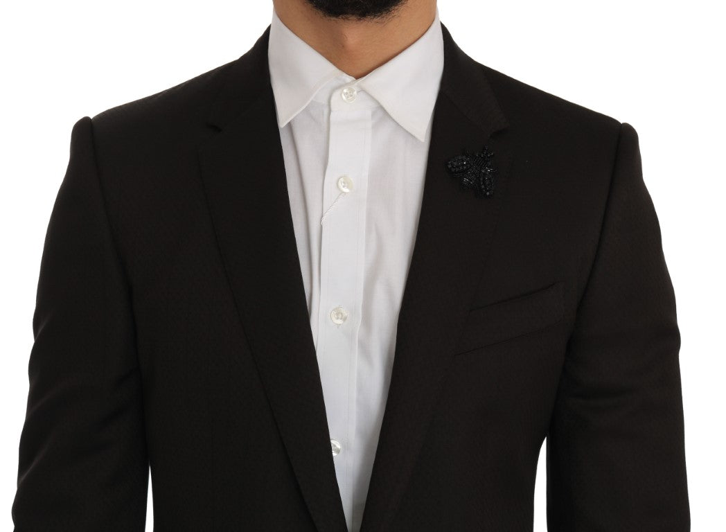 Dolce & Gabbana Elegant Brown Jacquard Martini Suit - ACCEXO