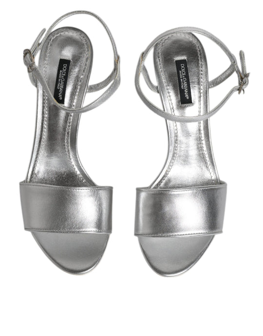 Dolce & Gabbana Silver Ankle Strap KEIRA Heels Sandals Shoes