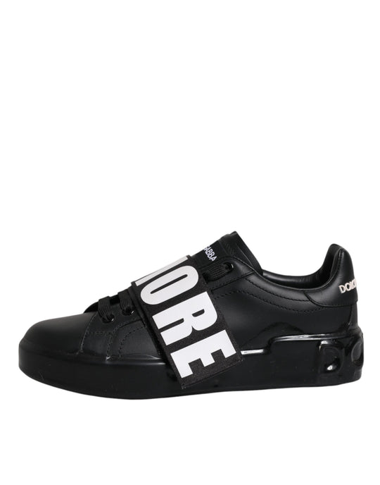 Dolce & Gabbana Black D&G AMORE Low Top Sneakers Shoes