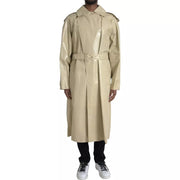 Bottega Veneta Beige Lambskin Leather Trench Coat Jacket - ACCEXO