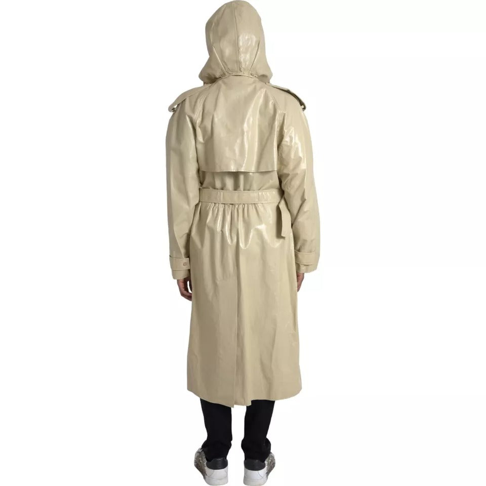 Bottega Veneta Beige Lambskin Leather Trench Coat Jacket - ACCEXO