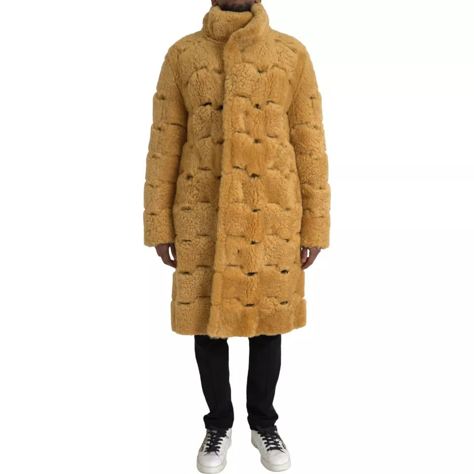 Bottega Veneta Yellow Wool Long Teddy Coat Jacket - ACCEXO
