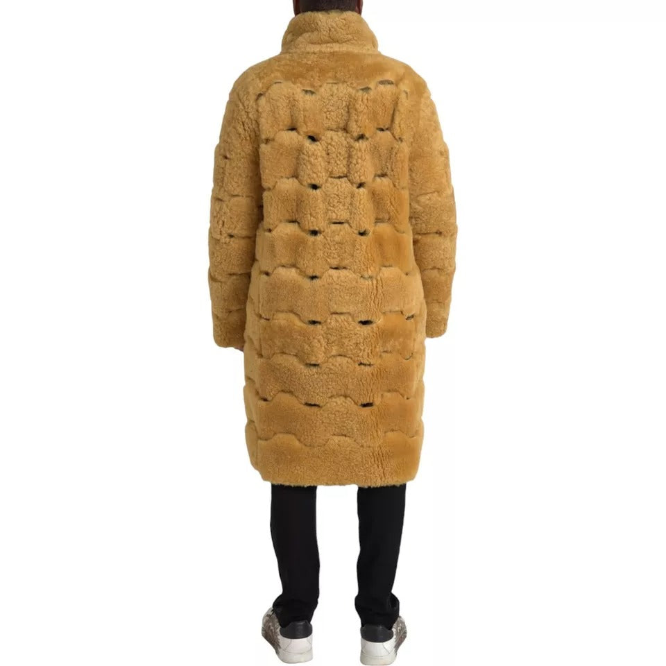 Bottega Veneta Yellow Wool Long Teddy Coat Jacket - ACCEXO