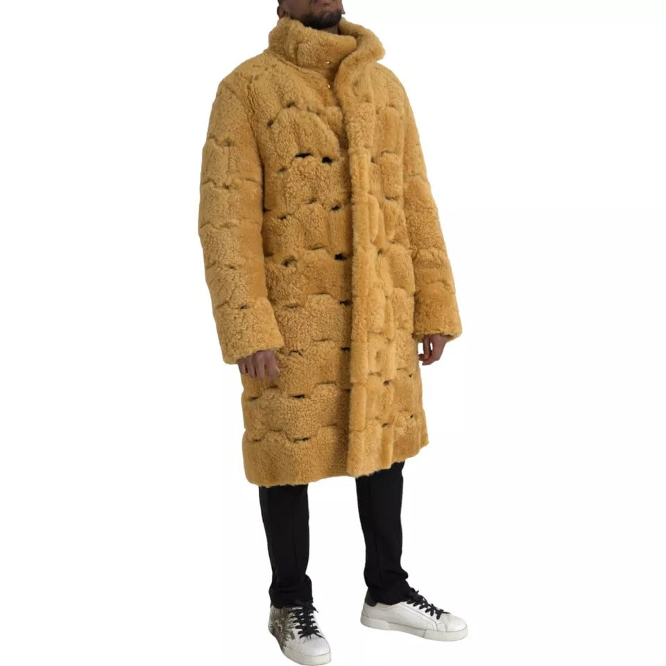 Bottega Veneta Yellow Wool Long Teddy Coat Jacket - ACCEXO