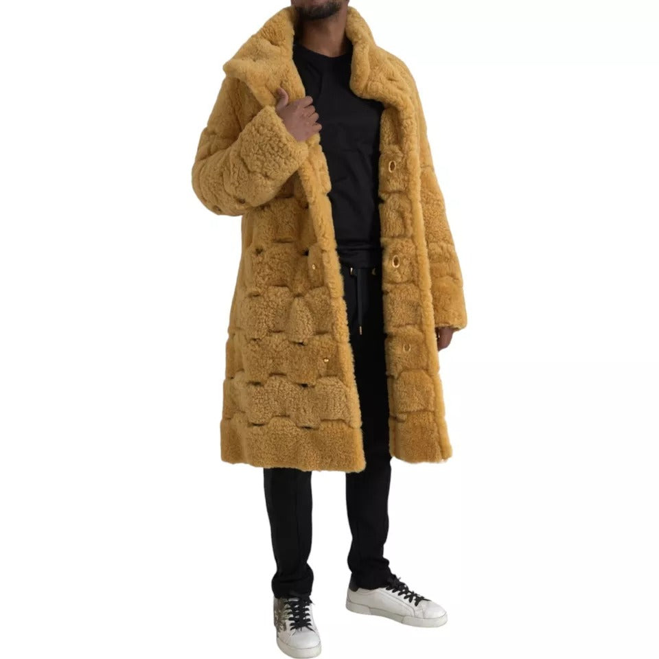 Bottega Veneta Yellow Wool Long Teddy Coat Jacket