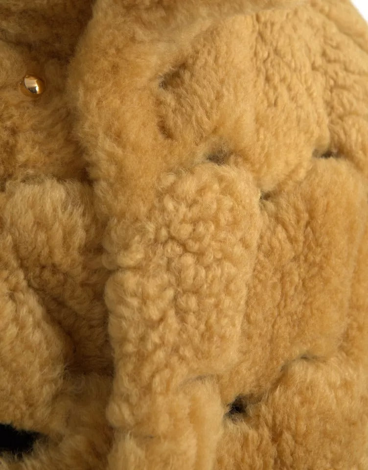 Bottega Veneta Yellow Wool Long Teddy Coat Jacket - ACCEXO