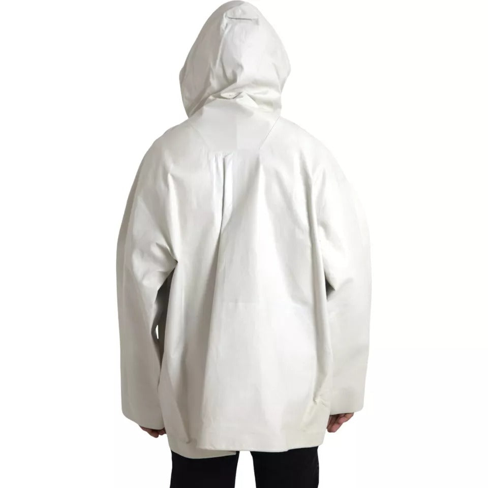 Bottega Veneta White Leather Men Waterproof Jacket Blouson - ACCEXO