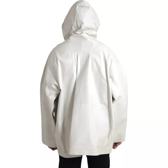 Bottega Veneta White Leather Men Waterproof Jacket Blouson