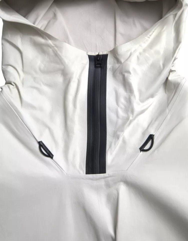 Bottega Veneta White Leather Men Waterproof Jacket Blouson - ACCEXO