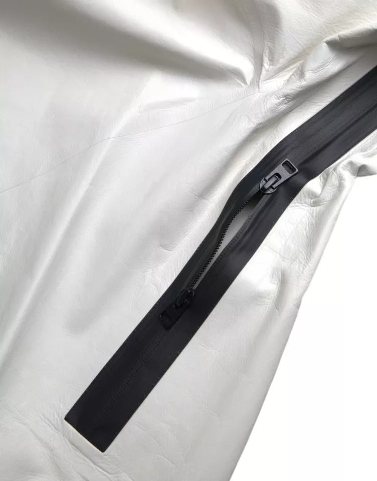 Bottega Veneta White Leather Men Waterproof Jacket Blouson - ACCEXO