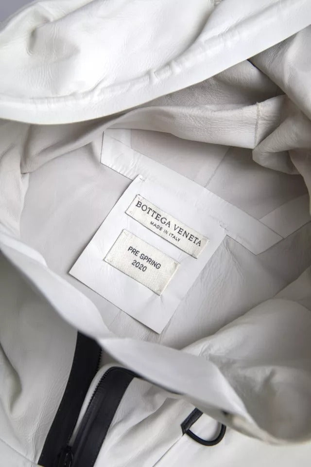 Bottega Veneta White Leather Men Waterproof Jacket Blouson - ACCEXO