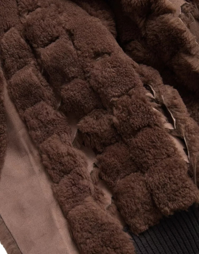 Bottega Veneta Brown Fur Lamb Shearling Coat Jacket - ACCEXO