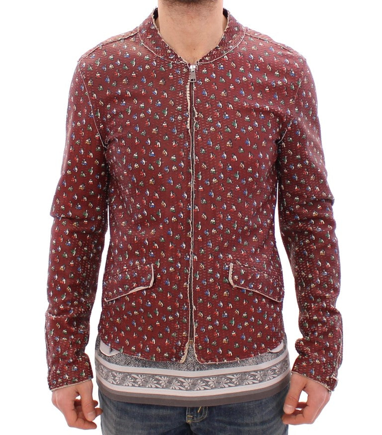 Dolce & Gabbana Exclusive Boxer Print Bordeaux Leather Jacket - ACCEXO