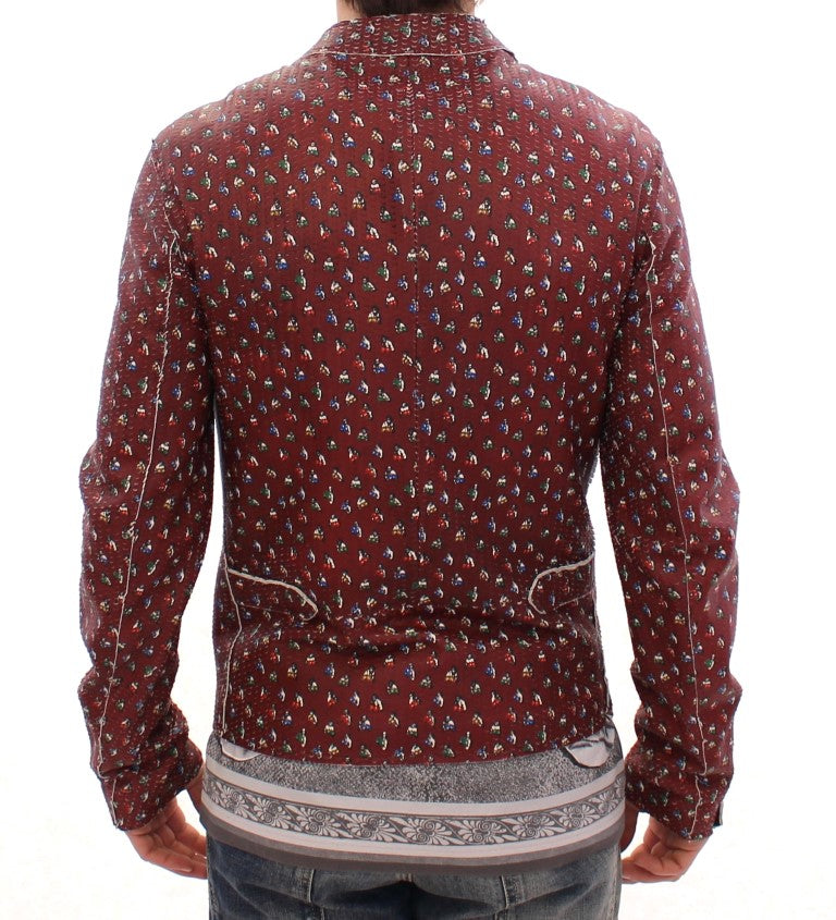 Dolce & Gabbana Exclusive Boxer Print Bordeaux Leather Jacket - ACCEXO