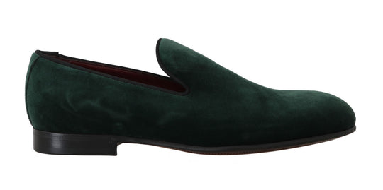 Dolce & Gabbana Elegant Green Suede Slip-On Loafers