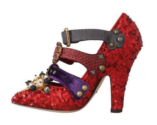 Dolce & Gabbana Red Bellucci Alta Moda Embellished Pumps