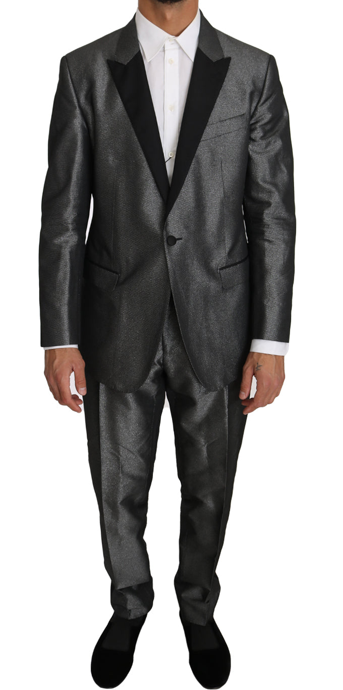 Dolce & Gabbana Elegant Gray Patterned Martini Suit - ACCEXO
