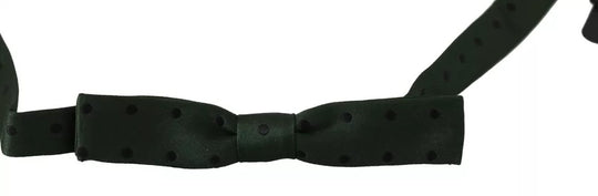 Dolce & Gabbana Green Dotted Silk Adjustable Neck Bow Tie