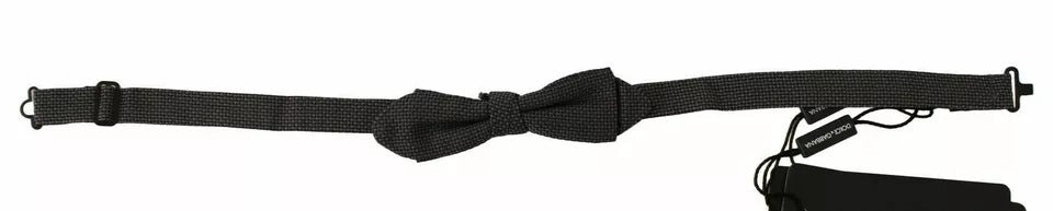 Dolce & Gabbana Gray Pattern Silk Adjustable Neck Bow Tie