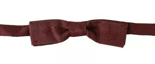 Dolce & Gabbana Bordeaux Silk Floral Faille Adjustable Bow Tie - ACCEXO