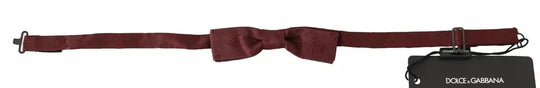 Dolce & Gabbana Bordeaux Silk Floral Faille Adjustable Bow Tie