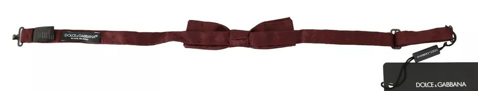 Dolce & Gabbana Bordeaux Silk Floral Faille Adjustable Bow Tie - ACCEXO