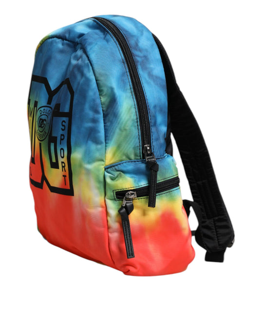 Dolce & Gabbana Multicolor Tie Dye Nylon Logo Print Kids Backpack Bag