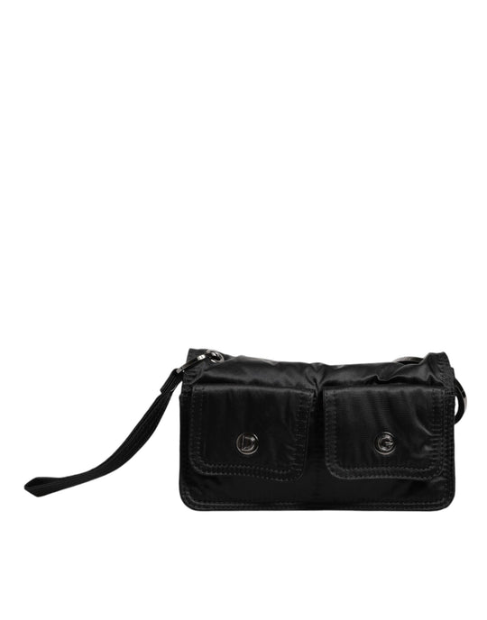 Dolce & Gabbana Black Fabric Logo Two Way Clutch Crossbody Bag