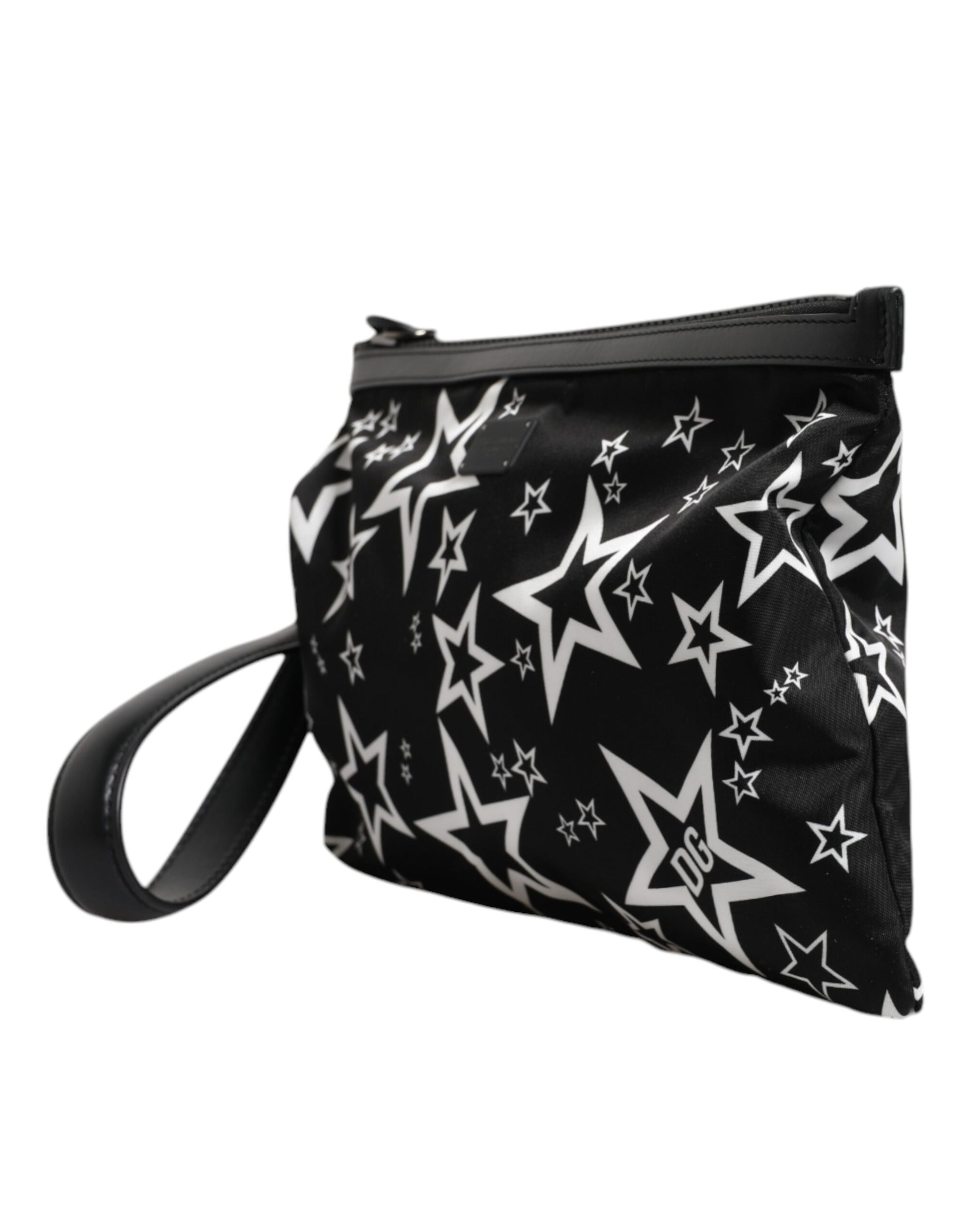 Dolce & Gabbana Black White Stars Pattern Clutch Pouch Bag - ACCEXO