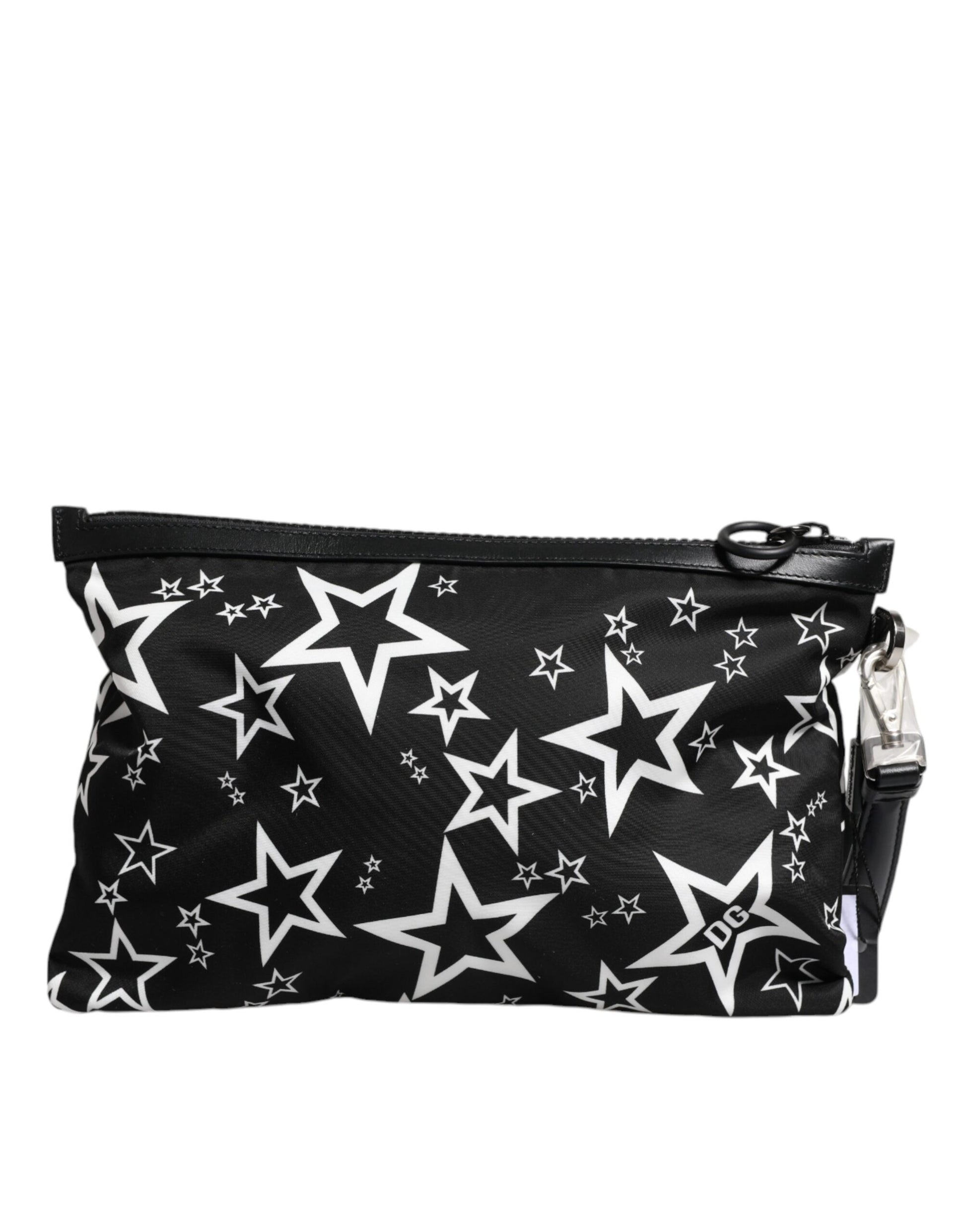 Dolce & Gabbana Black White Stars Pattern Clutch Pouch Bag - ACCEXO