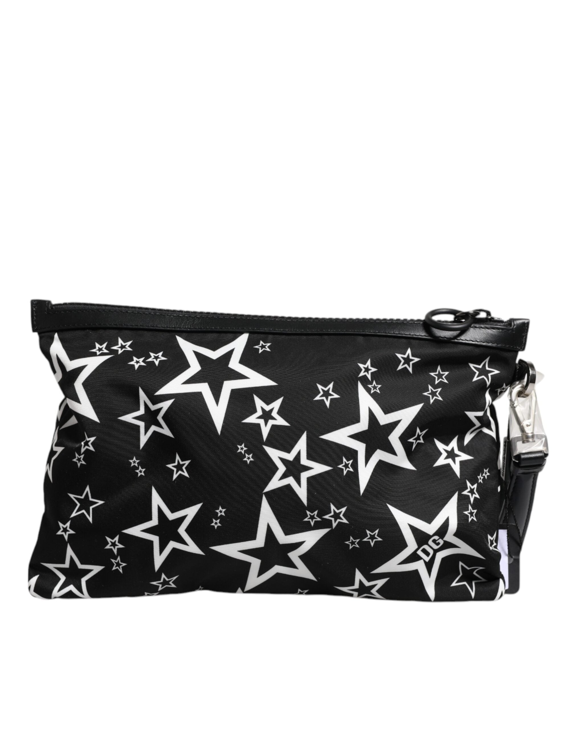Dolce & Gabbana Black White Stars Pattern Clutch Pouch Bag - ACCEXO