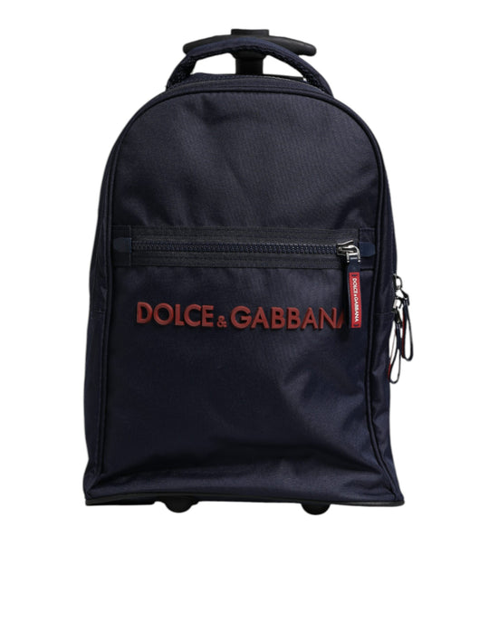 Dolce & Gabbana Blue Red Polyester Kids Back Pack Wheel Suitcase Bag