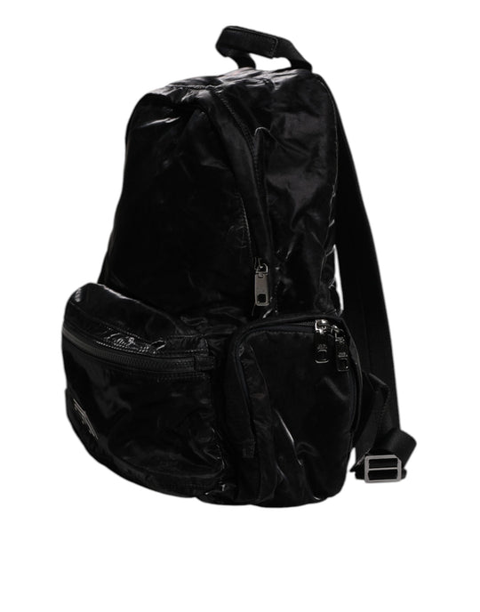 Dolce & Gabbana Black Nylon Logo Plaque Travel School Backpack Bag