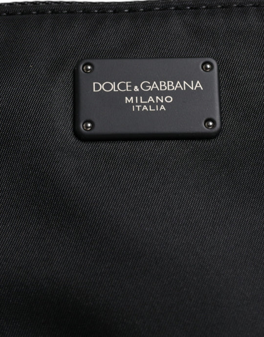 Dolce & Gabbana Black Nylon Logo Tape Belt Waist Fanny Pack Bag