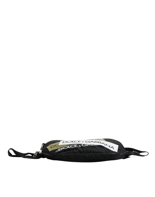 Dolce & Gabbana Black Nylon Logo Tape Belt Waist Fanny Pack Bag