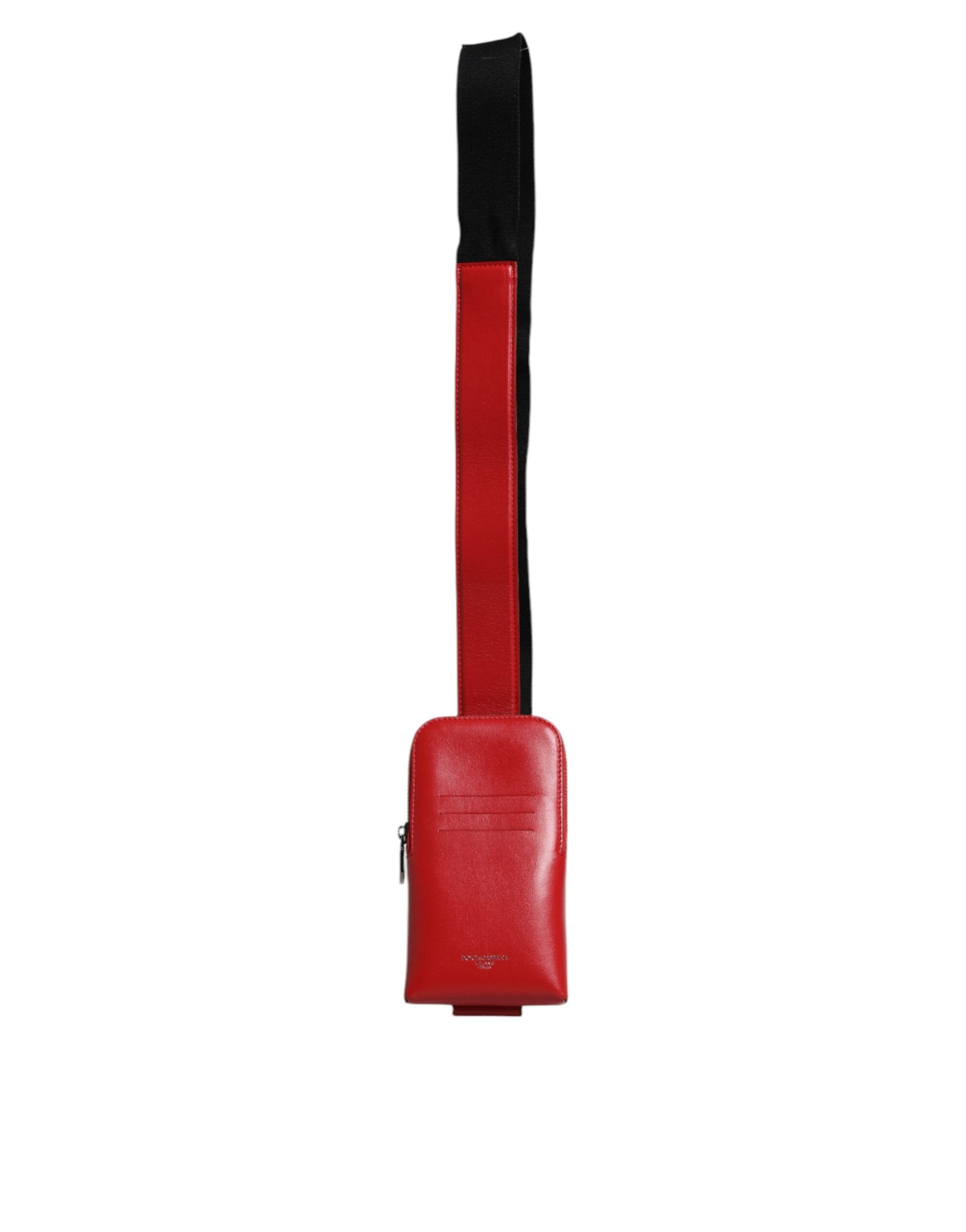 Dolce & Gabbana Red Leather Logo Zip Around Card Holder Wide Strap Wallet (Copy) - ACCEXO