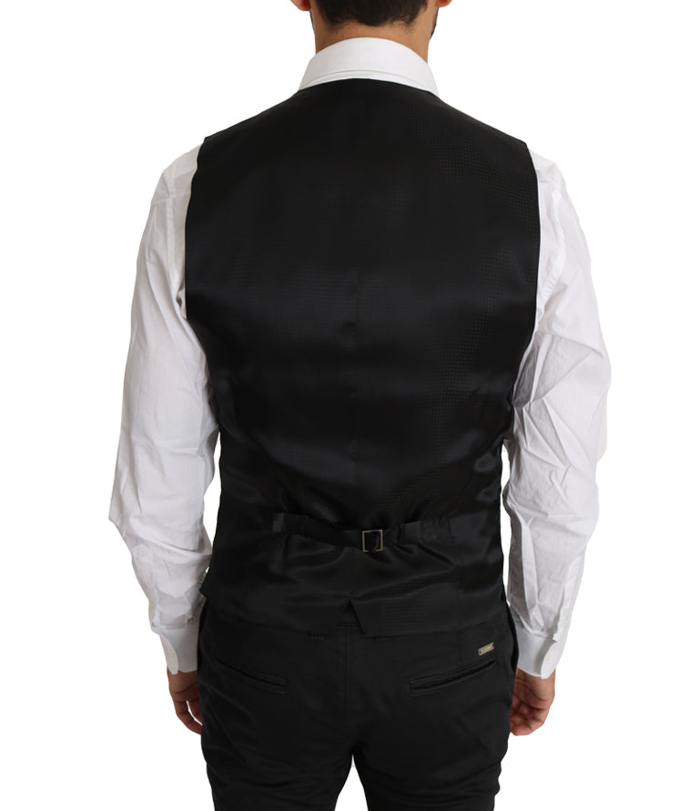 Dolce & Gabbana Sleek Black Wool-Silk Formal Vest - ACCEXO