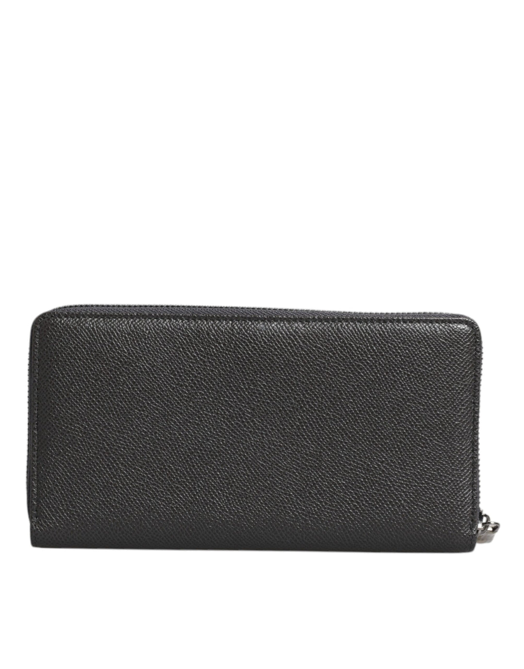 Dolce & Gabbana Dark Gray Leather DG Logo Zip Around Continental Wallet