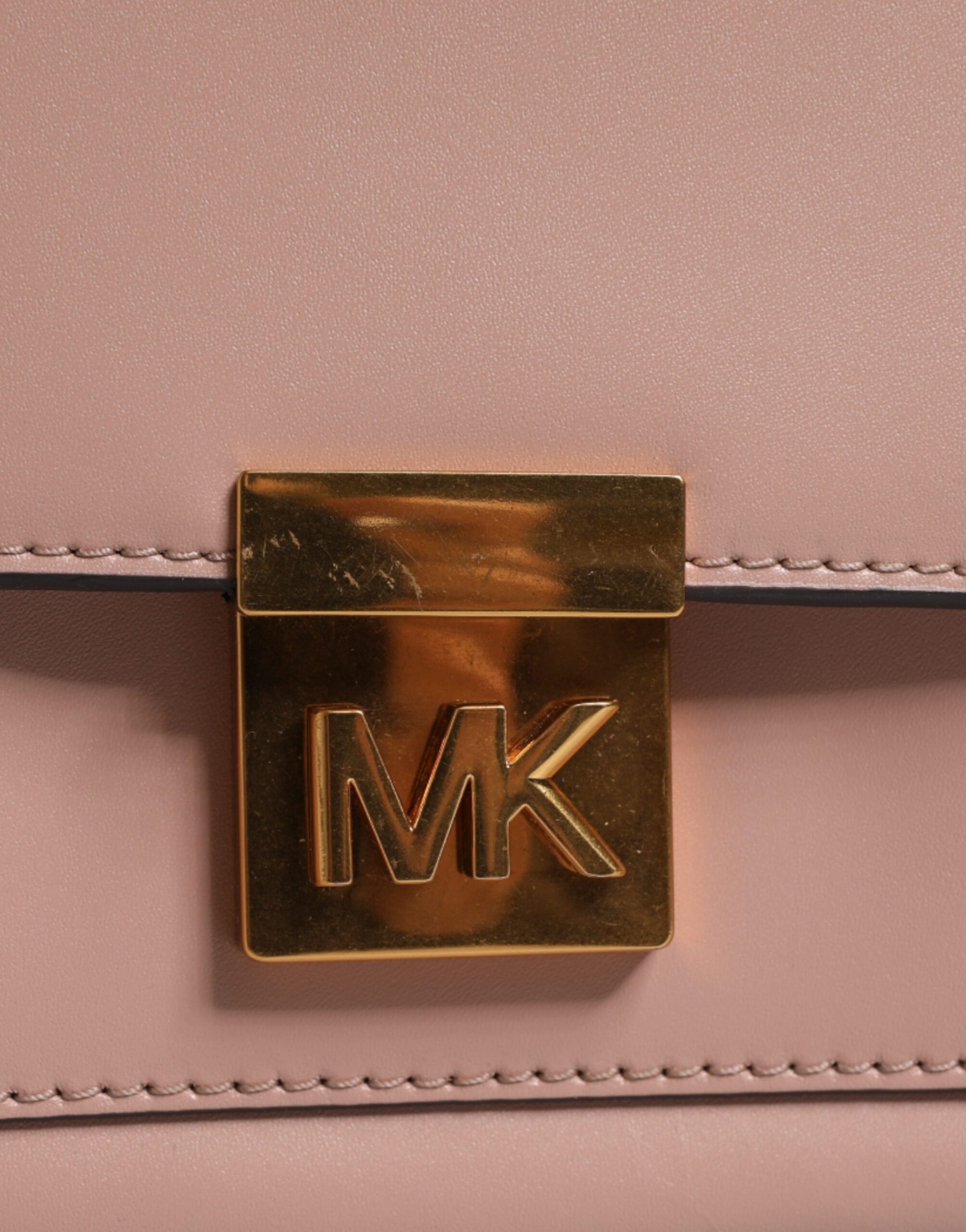 Michael Kors Pink Leather Logo Plaque Crossbody MINDY Satchel Bag - ACCEXO