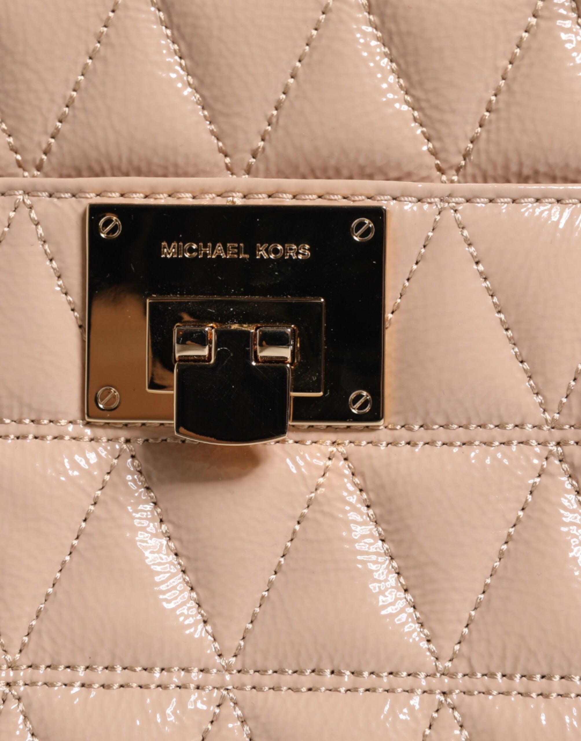 Michael Kors Peach Quilted Leather Logo Crossbody VIVIANNE Messenger Bag - ACCEXO