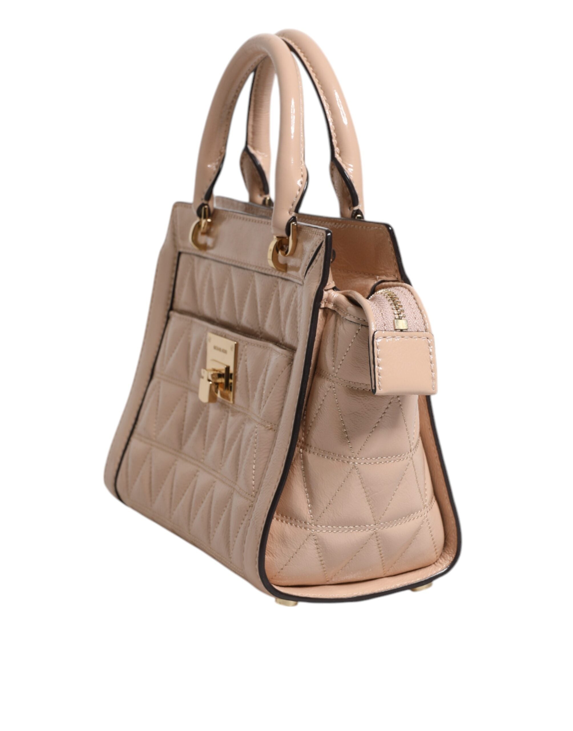 Michael Kors Peach Quilted Leather Logo Crossbody VIVIANNE Messenger Bag - ACCEXO