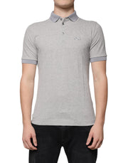 Dolce & Gabbana Gray Collared Short Sleeves Men Polo T-shirt - ACCEXO