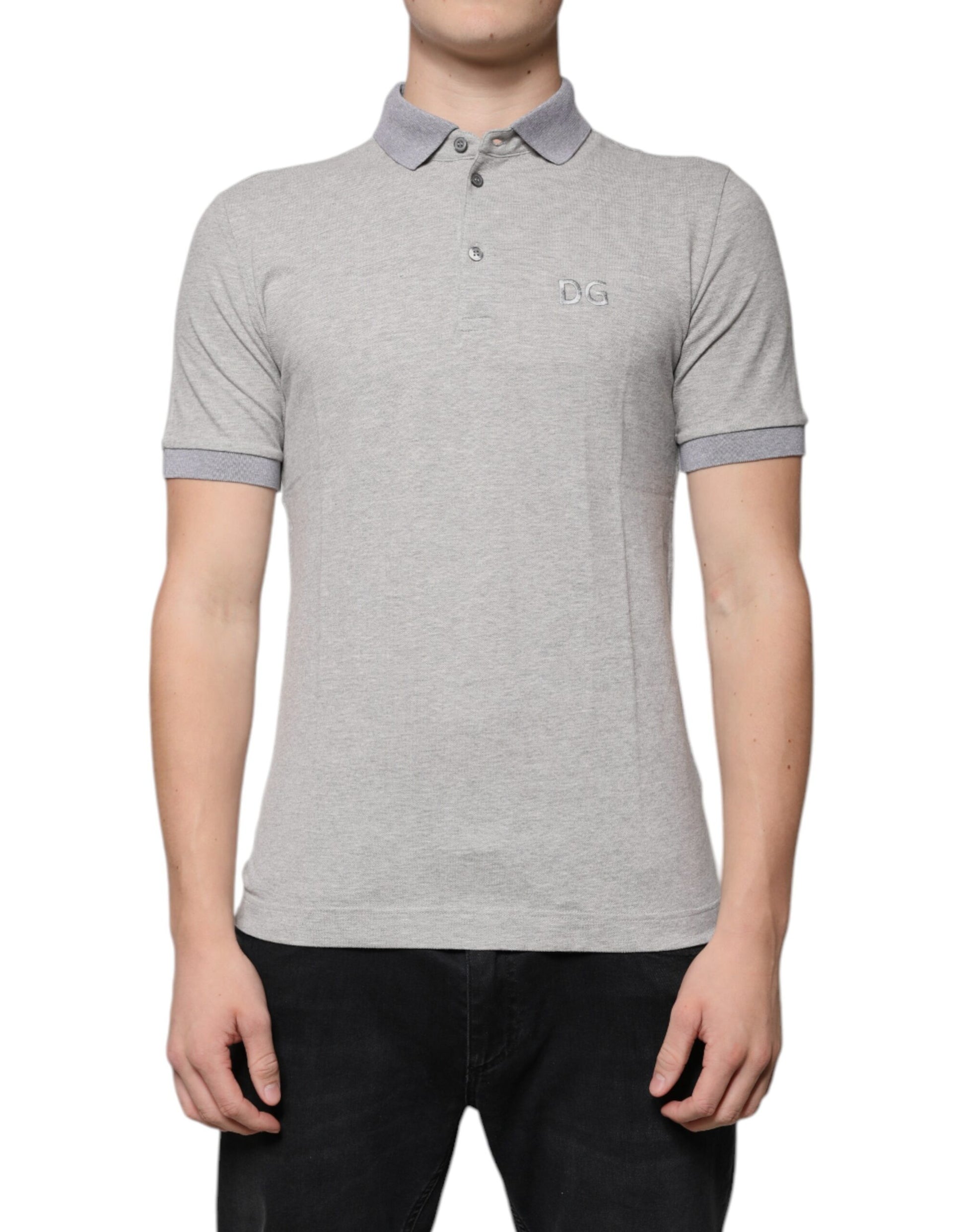 Dolce & Gabbana Gray Collared Short Sleeves Men Polo T-shirt - ACCEXO