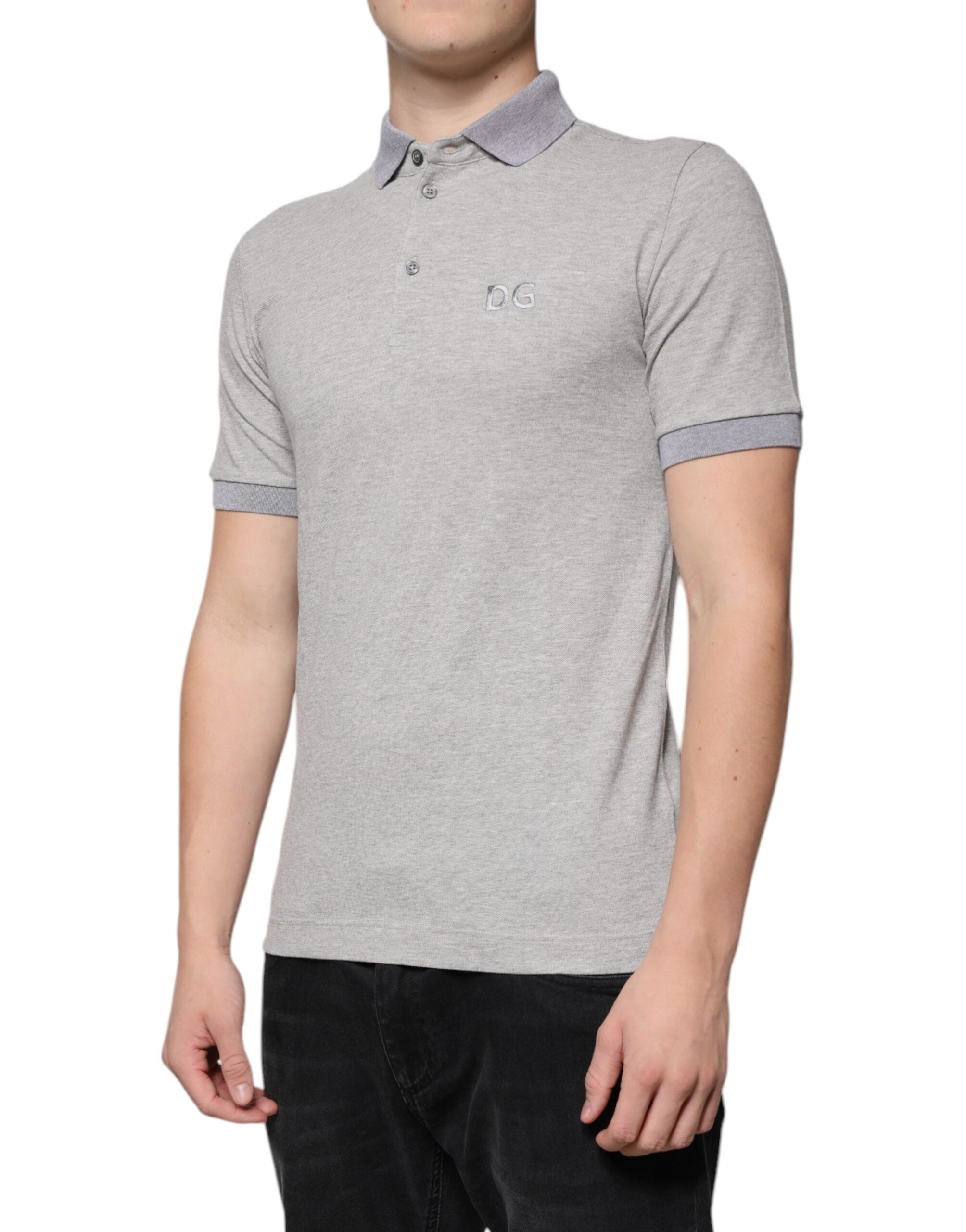 Dolce & Gabbana Gray Collared Short Sleeves Men Polo T-shirt - ACCEXO