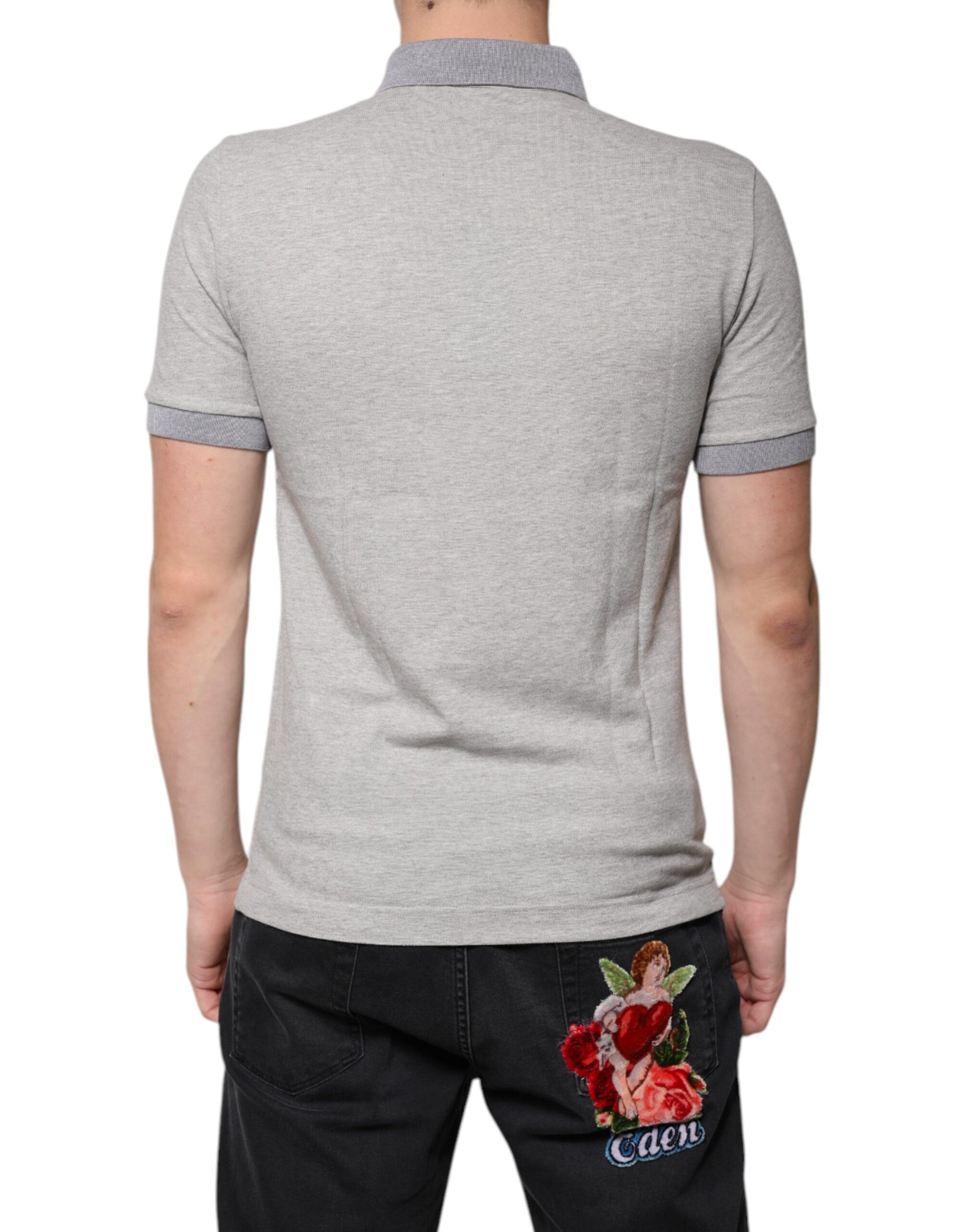 Dolce & Gabbana Gray Collared Short Sleeves Men Polo T-shirt - ACCEXO