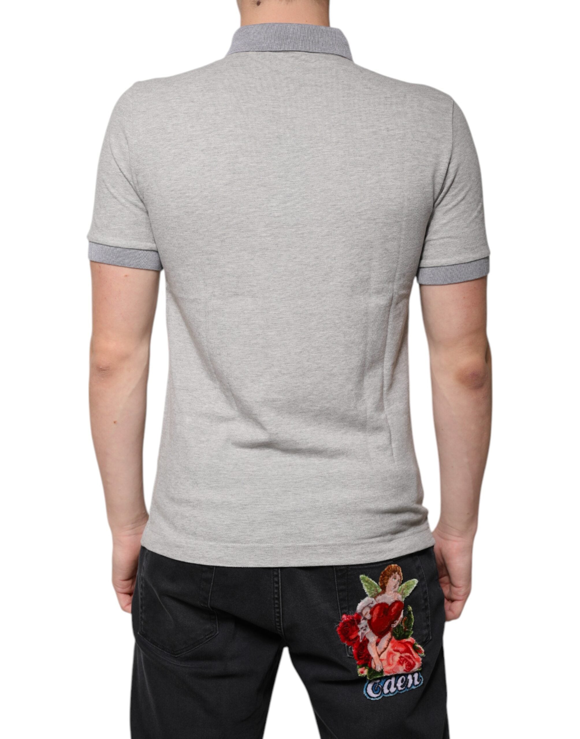 Dolce & Gabbana Gray Collared Short Sleeves Men Polo T-shirt - ACCEXO